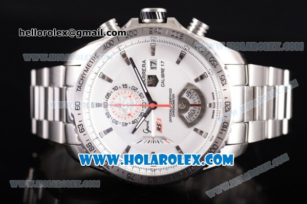 Tag Heuer Grand Carrera Calibre 17 RS3 Miyota Quartz Full Steel with White Dial and Stick Markers - Click Image to Close